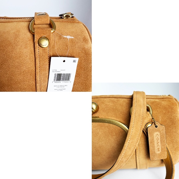 NWT Coach Originals Kisslock Barrel Bag Caramel Suede Leather Limited Edition - Picture 14 of 15